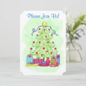 クリスマスツリーグリーンカスタム招待状オープンハウス 招待状 (スタンド正面)