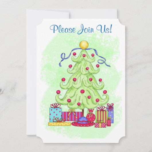 クリスマスツリーグリーンカスタム招待状オープンハウス 招待状 (正面)