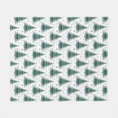 クリスマスツリーグリーンパターンデザイン フリースブランケット (正面(横))