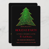 クリスマスツリーグリーン、エレガントにシック 招待状 (正面/裏面)