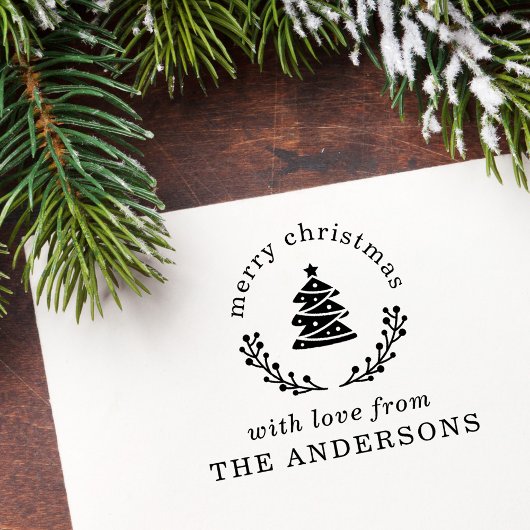 クリスマスツリーグローブ喜びクリスマスの挨拶 セルフインキングスタンプ