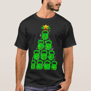 クリスマスツリーケトルベル クリスマス ジム トレーニング フィットネス Tシャツ