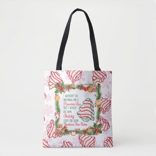 「クリスマスツリーケーキに何をしたいの」トート トートバッグ (正面)