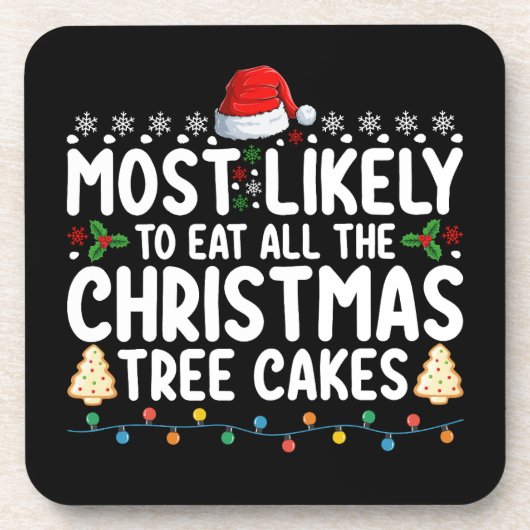 クリスマスツリーケーキを全部食べちゃうタイプ コースター (正面)