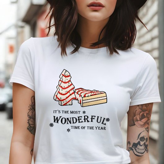 クリスマスツリーケーキプリント Tシャツ