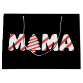 クリスマスツリーケーキマッチングファミリーパーティーママ ラージペーパーバッグ (正面)