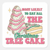 クリスマスツリーケーキ 現代のホリデー スクエアシール (正面)