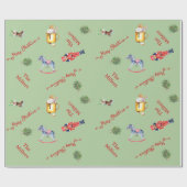 クリスマスツリーココア馬のおもちゃグリーンファミリーギフト ラッピングペーパー (フラット)