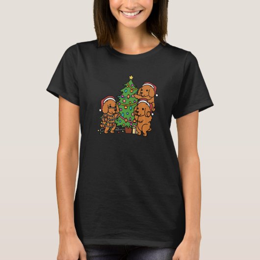 クリスマスツリーコッカースパニエル犬犬 Tシャツ (正面)
