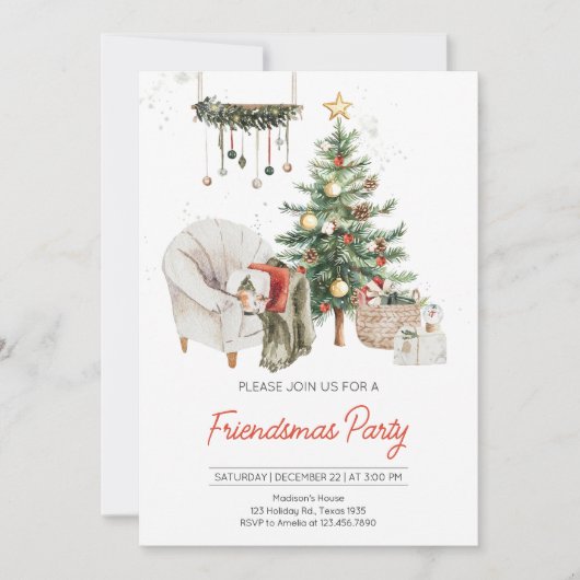 クリスマスツリーコージーフレンドズマスパーティー 招待状 (正面)