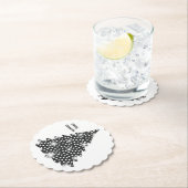 クリスマスツリーコースターブラック&ホワイトドット ペーパーコースター (インサイチュ)