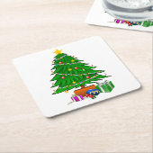 クリスマスツリーコースター スクエアペーパーコースター (アングル)