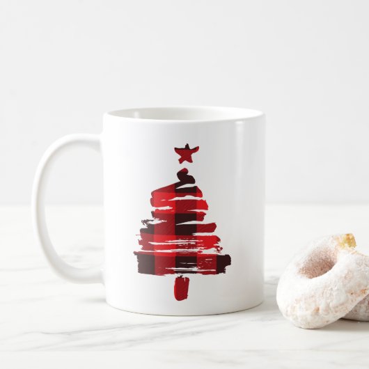 クリスマスツリーコーヒーマグ、バッファロープレイド コーヒーマグカップ (ドーナツ)