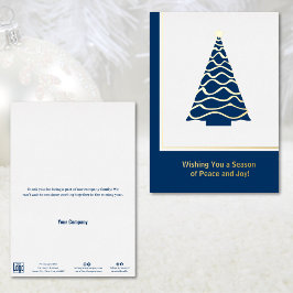 クリスマスツリーゴールドフォイルビジネスホリデーカード 箔招待状