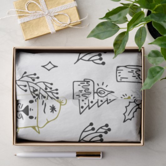 クリスマスツリーサンタが白いクリスマスを支える 薄葉紙 (ギフト)