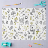 クリスマスツリーサンタが白いクリスマスを支える 薄葉紙 (クラフト)