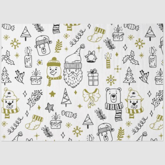 クリスマスツリーサンタが白いクリスマスを支える 薄葉紙 (正面)