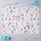 クリスマスツリーサンタが白いクリスマスを支える 薄葉紙 (クラフト)