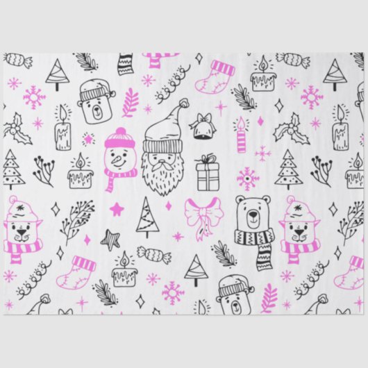 クリスマスツリーサンタが白いクリスマスを支える 薄葉紙 (正面)