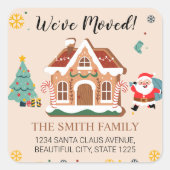 クリスマスツリーサンタの新しい住所を移動した スクエアシール (正面)