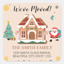 クリスマスツリーサンタの新しい住所を移動した スクエアシール