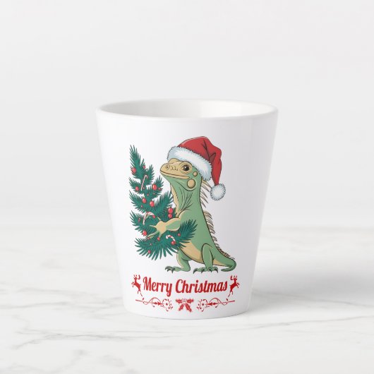 クリスマスツリーサンタイグアナ カフェラテマグ (正面)