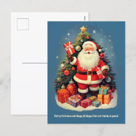 クリスマスツリーサンタクロースのギフトヴィンテージ シーズンポストカード