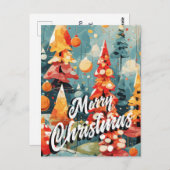 クリスマスツリーサンタグリーティング ポストカード (正面/裏面)