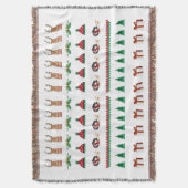 クリスマスツリーサンタトナカイプレゼントレッドグリーン スローブランケット (正面縦)