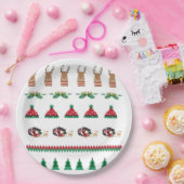 クリスマスツリーサンタトナカイプレゼントレッドグリーン ペーパープレート (パーティー)