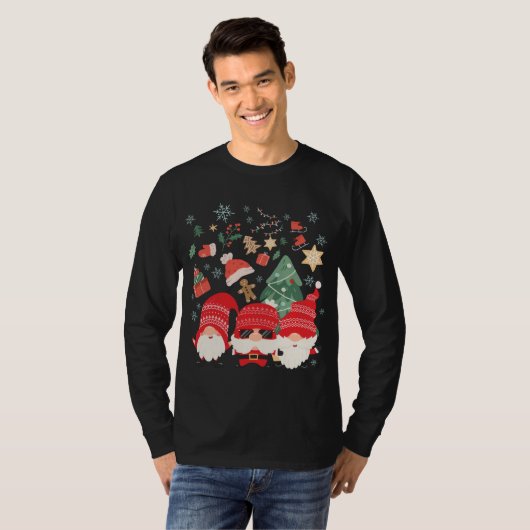 クリスマスツリーサンタハットおもしろい格言サンタクリスマス Tシャツ (正面フル)