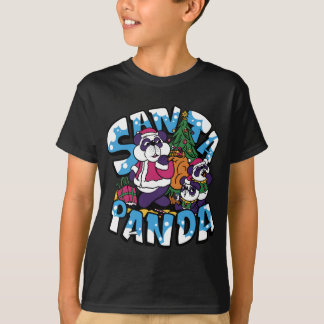 クリスマスツリーサンタパンダキッズボーイガールクリスマス Tシャツ