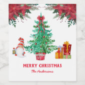 クリスマスツリーサンタホリデイレッドグリーン ワインラベル (シングルラベル)