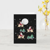 クリスマスツリーサンタライディングシャメネコおもしろいクリスマス カード (黄色い花)