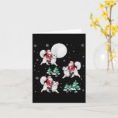 クリスマスツリーサンタライディングペルシャ猫おもしろいクリスマス カード (黄色い花)