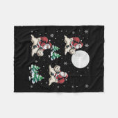 クリスマスツリーサンタライディングマルチーズドッグクリおもしろいスマス フリースブランケット (正面(横))