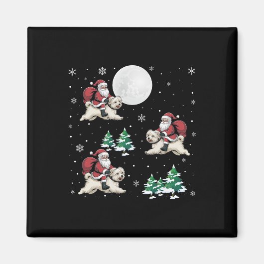 クリスマスツリーサンタライディングマルチーズドッグクリおもしろいスマス マグネット (正面)