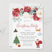 クリスマスツリーサンタレッドフローラクリスマスパーティー 招待状 (正面)