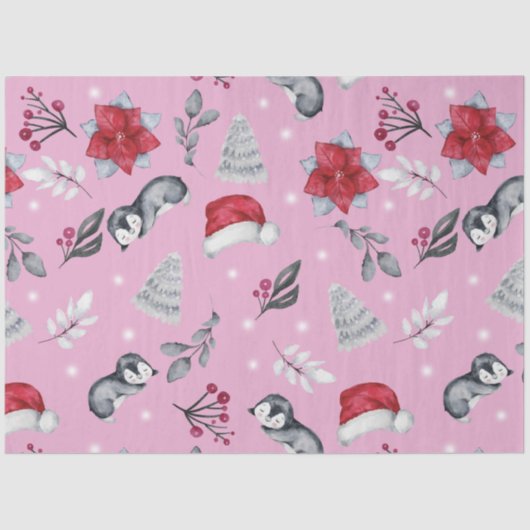 クリスマスツリーサンタ帽子ウィンターフローラクリスマス 薄葉紙 (正面)