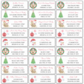 クリスマスツリーサンタ雪だるまファミリー住所 シール (正面)