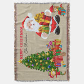 クリスマスツリーサンタ&小人名のギフトを追加 スローブランケット (正面縦)