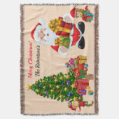 クリスマスツリーサンタ&小人追加ネームギフトスローB スローブランケット (正面縦)