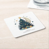 クリスマスツリーザムーン スクエアペーパーコースター (アングル)