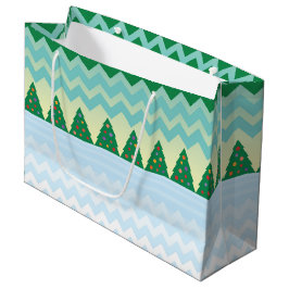 クリスマスツリーシェブロンのシーン ラージペーパーバッグ