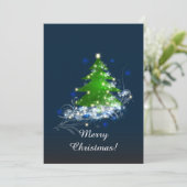 クリスマスツリーシャイニーフローラギフトフラットホリデーカード シーズンカード (スタンド正面)