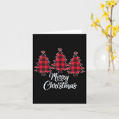 クリスマスツリーシャツ女性赤バッファロープレイドクリス カード (黄色い花)