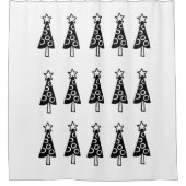 クリスマスツリーシャワーカーテンブラック&ホワイト シャワーカーテン (正面)