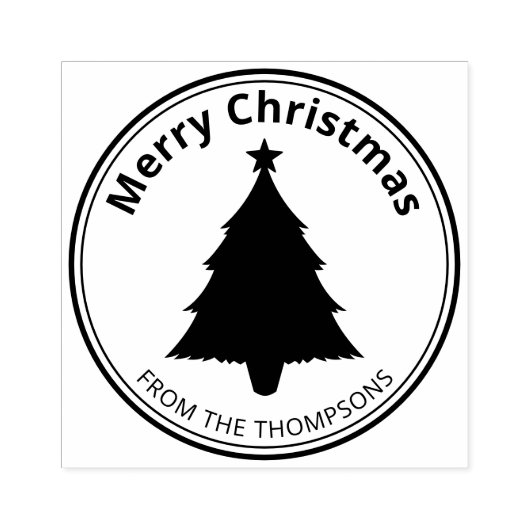 クリスマスツリーシルエット形状メリークリスマス ラバースタンプ (インプリント)