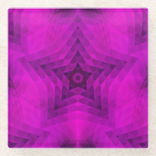 クリスマスツリーシルエット&パープルスターグラデーション ガラスコースター (正面)