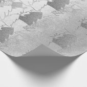 クリスマスツリーシルバーグレイファンシーグリッターコテージ ラッピングペーパー (角)